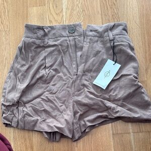 Stradivarius Brown High-Waisted Women's Shorts